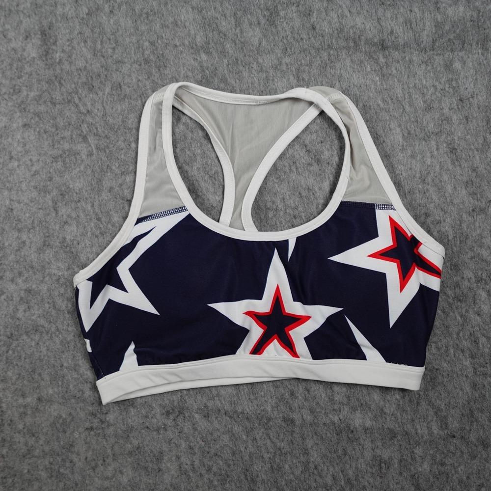 Fabletics Bra Women M/L? Blue Star Print Racerback Mesh Back Activewear Top